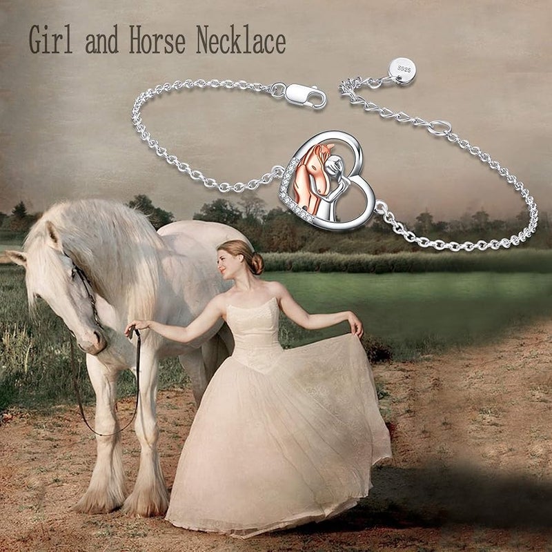 YFN Horse Jewelry Gift 925 Sterling Silver Girls Horse Adjustable Bracelet for Women Girls, Crystal, Cubic Zirconia, - Image 2