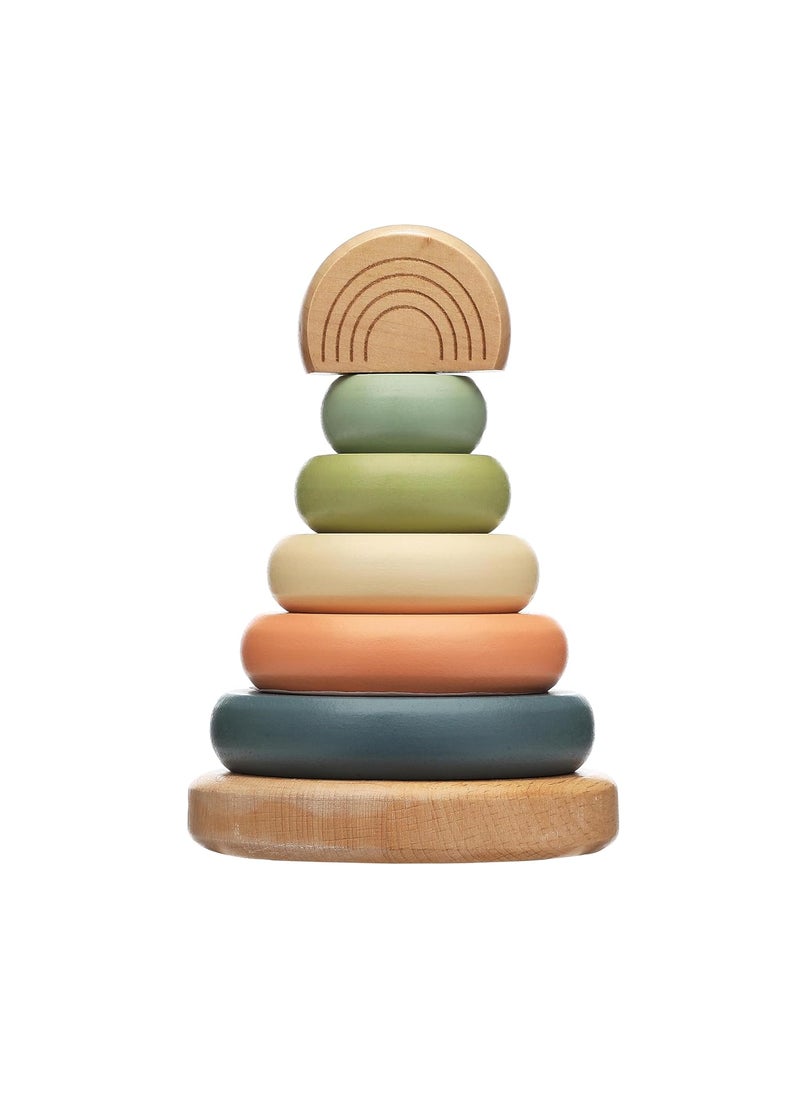 pearhead Pearhead Wooden Stacking Rainbow Toy Baby and Toddler Ages 12 Months Montessori Toy Interactive Stackable Rings Learning Toy Baby Girl or Baby Boy Nursery Accessory  - Image 1