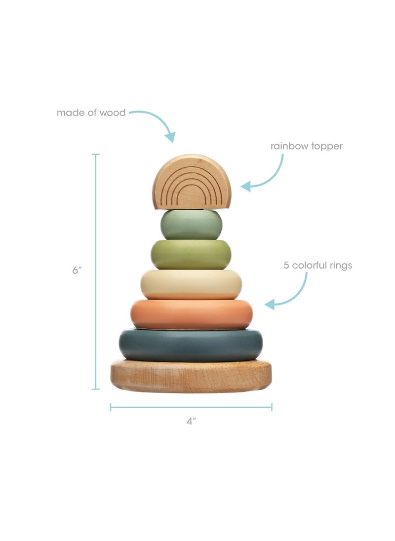 pearhead Pearhead Wooden Stacking Rainbow Toy Baby and Toddler Ages 12 Months Montessori Toy Interactive Stackable Rings Learning Toy Baby Girl or Baby Boy Nursery Accessory  - Image 4