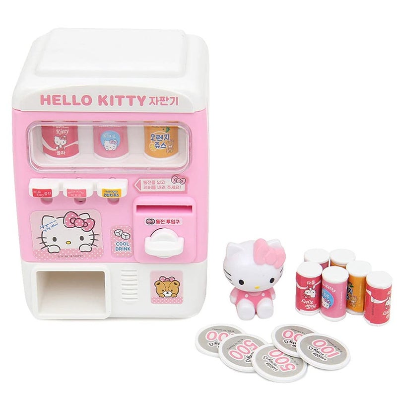 Hello Kitty Hello Kitty Kids Children Drink Juice Dispenser Mini Vending Machine Toy Set  Pink and White 