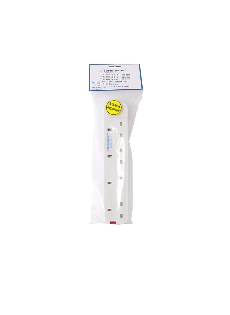Terminator Terminator 4 Way UK Power Extension Cord TPB1119 Bar 4 Gang Without Cable  - Image 3