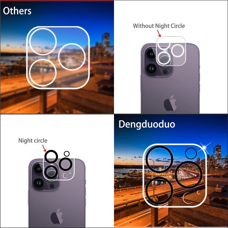 Dengduoduo 3 Pack Tempered Glass Camera Lens Protector for iPhone 14 Pro 6.1" & iPhone 14 Pro Max 6.7", Ultra HD, 9H Hardness, Anti-Scratch, Case Friendly, Easy to Install [No Affect on Night Shots] - Image 4