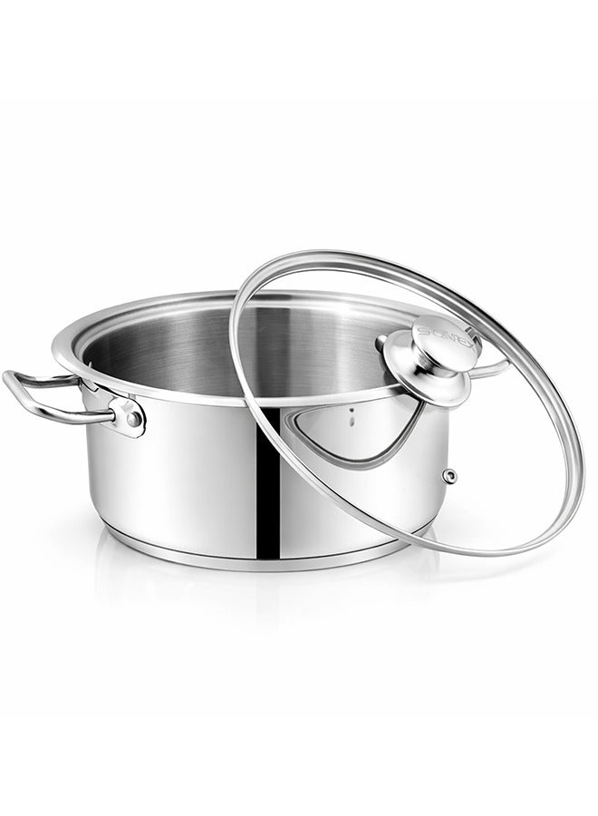 SONEX Mega Super Pot, 28 cm (8.6 Ltr) Stainless Steel Cooking Pot/Casserole – Durable Handles, Glass Lid, Sandwich Bottom for Even Heating, Sleek Modern Design for Efficient and Stylish Cooking - Image 3