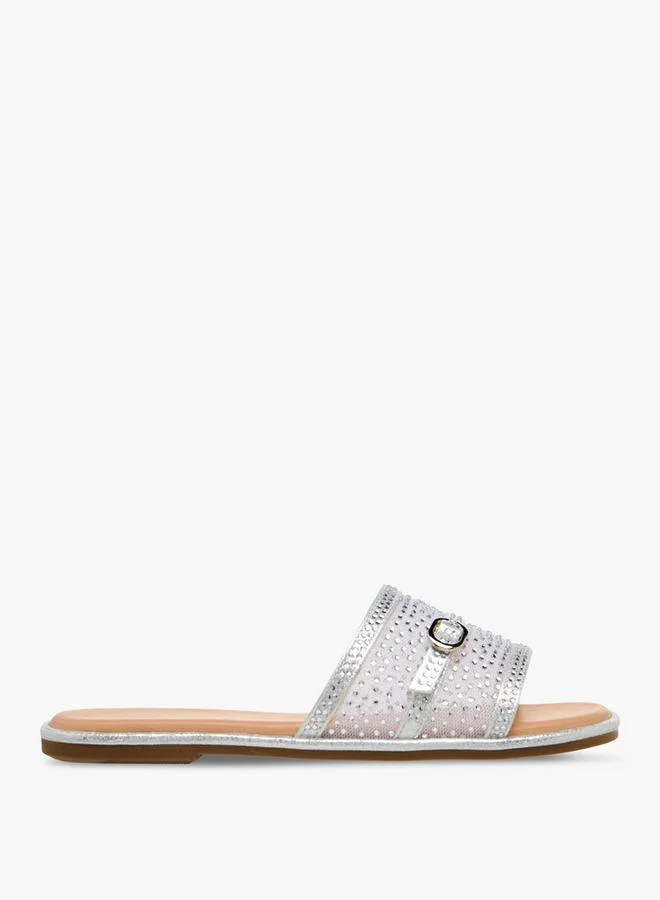 Celeste SILVER Girls Embellished Slide Sandals for Women | Best Price UAE