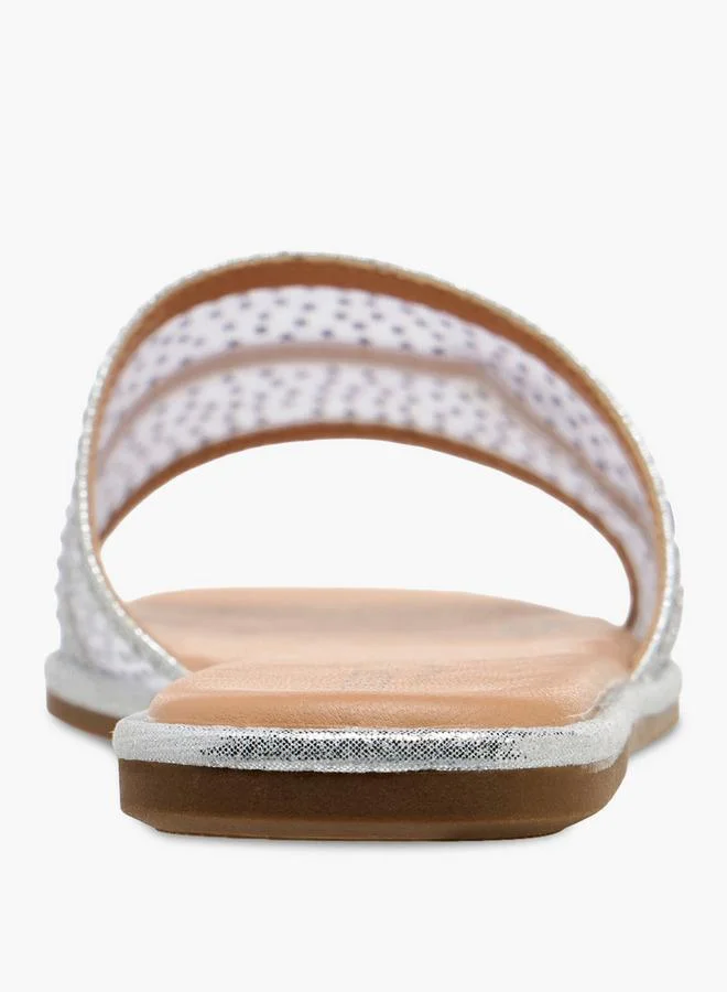 Celeste SILVER Girls Embellished Slide Sandals for Women | Best Price UAE