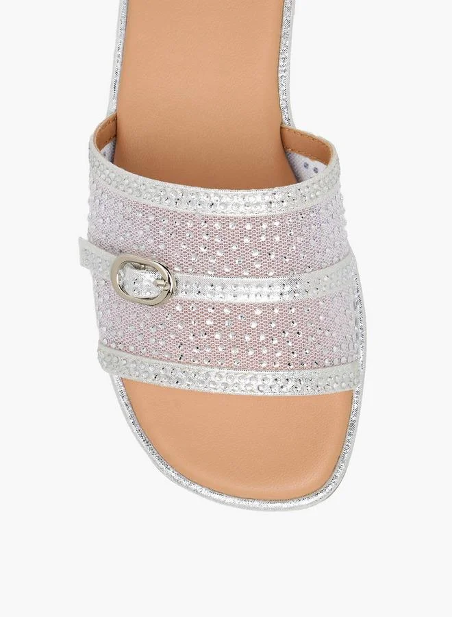 Celeste SILVER Girls Embellished Slide Sandals for Women | Best Price UAE