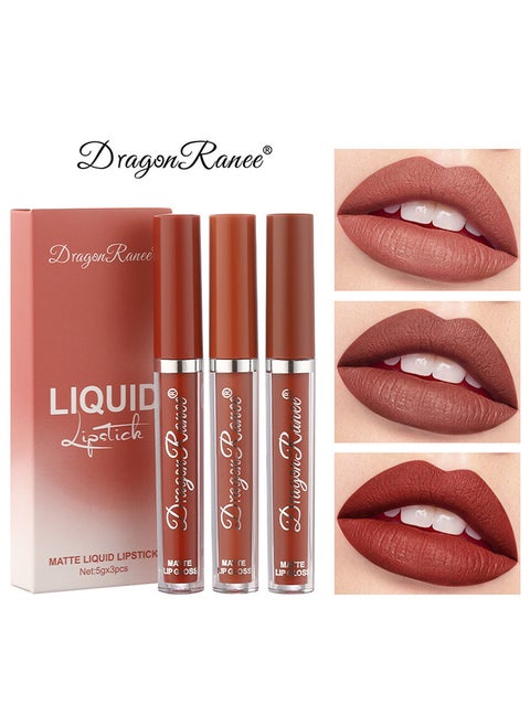 3pcs Lipstick Set, Womens Lip Makeup Waterproof Long Lasting Lip Liquid Matte Lip Glaze Lip Gloss 15ML