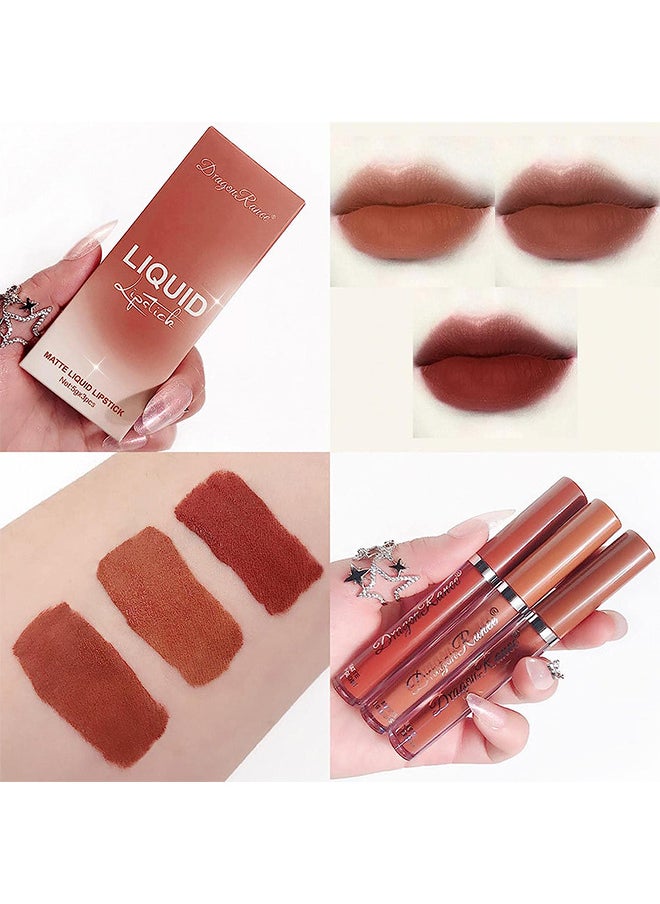 3pcs Lipstick Set, Womens Lip Makeup Waterproof Long Lasting Lip Liquid Matte Lip Glaze Lip Gloss 15ML