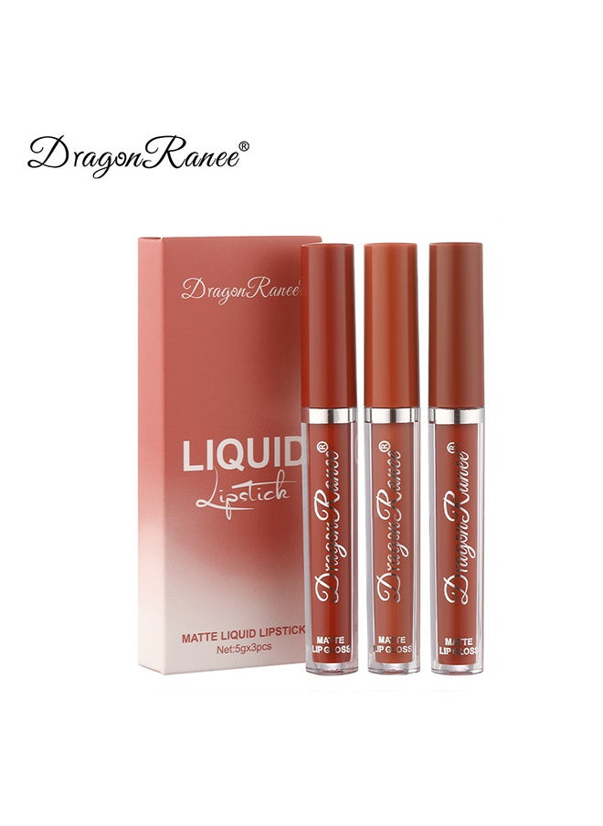3pcs Lipstick Set, Womens Lip Makeup Waterproof Long Lasting Lip Liquid Matte Lip Glaze Lip Gloss 15ML