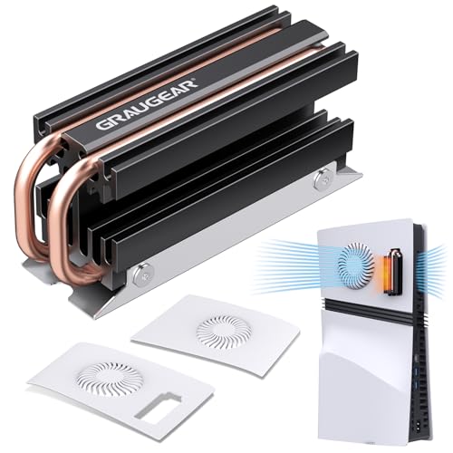 GRAUGEAR PS5 Pro M.2 SSD Cooling Pack, Ventilation PS5 Pro Cover and Open-Air M.2 SSD Heatsink, Heat Pipe Cooler for PS5 SSD, Pure Copper Heat Pipe, Cross Ventilation Design (PS5 Pro) - Image 1