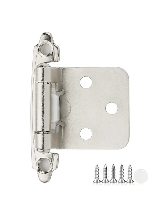 Ravinte Decor 30 Pack 15 Pair Brushed Nickel Cabinet Hinges - 1/2 inch Overlay Kitchen Cabinet Hinges, Semi-Concealed Hinges, Self Closing Cabinet Door Hinges with Door Bumper, Silver Face Mount Cabinet Hardware - Image 1