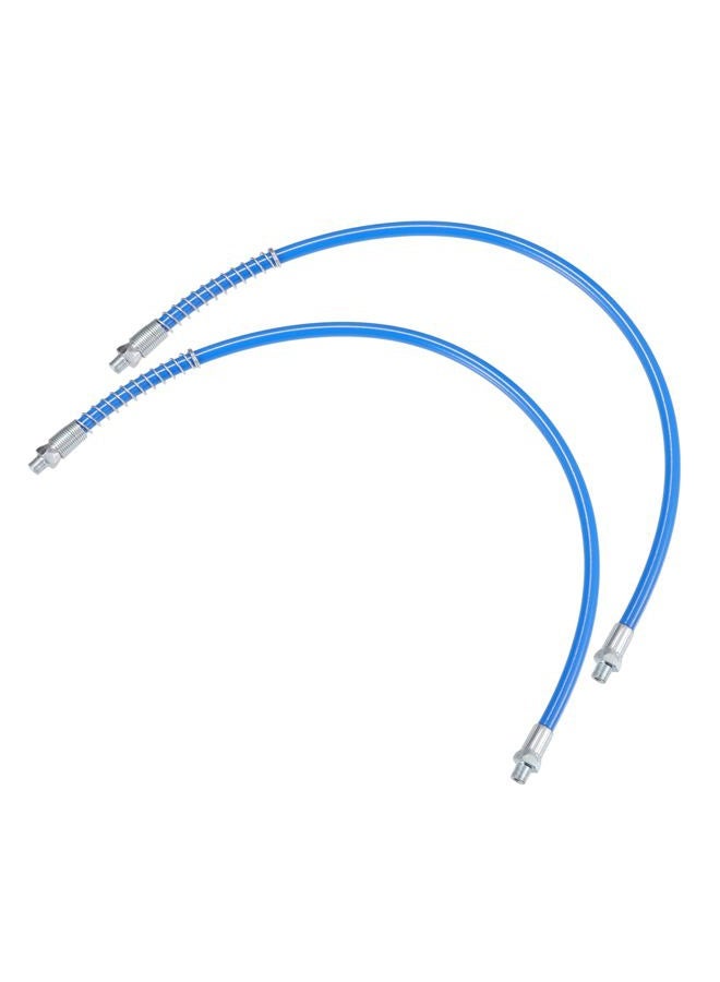 Partuto 2 Pcs 24 Inch Universal 1/8" NPT Grease Gun Flex Hose - Trailer Flex Grease Hose Extension Non-Slip - Metal Blue - Image 1