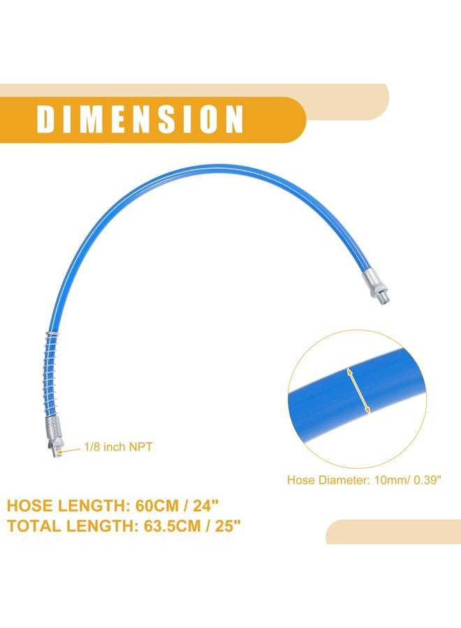 Partuto 2 Pcs 24 Inch Universal 1/8" NPT Grease Gun Flex Hose - Trailer Flex Grease Hose Extension Non-Slip - Metal Blue - Image 4