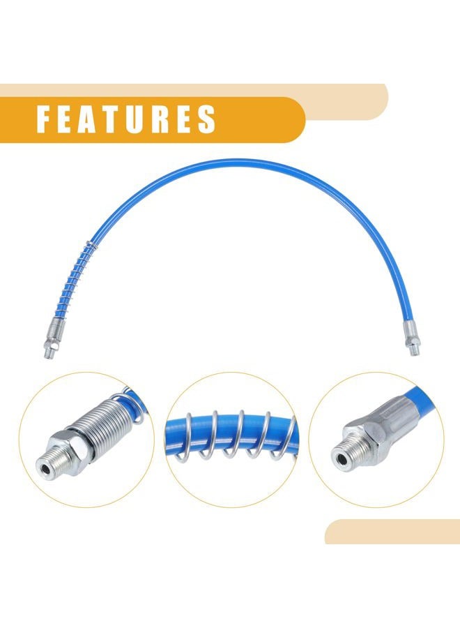 Partuto 2 Pcs 24 Inch Universal 1/8" NPT Grease Gun Flex Hose - Trailer Flex Grease Hose Extension Non-Slip - Metal Blue - Image 5