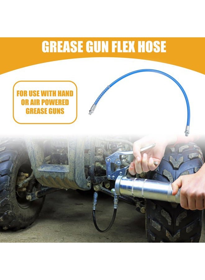 Partuto 2 Pcs 24 Inch Universal 1/8" NPT Grease Gun Flex Hose - Trailer Flex Grease Hose Extension Non-Slip - Metal Blue - Image 2