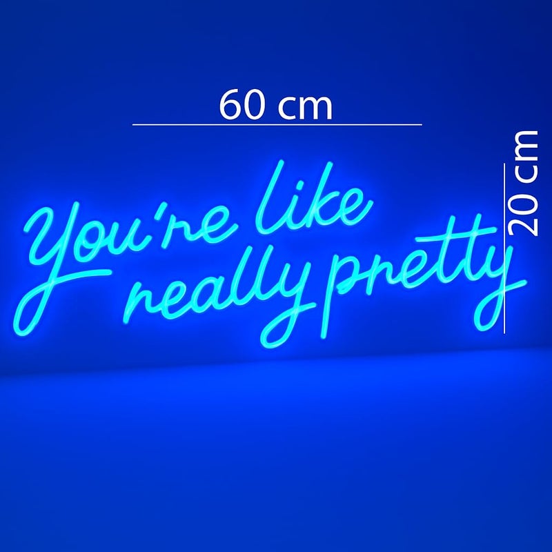 Horoof Home 'You're Like Really Pretty' Neon LED Wall Light - 60x20cm Blue Acrylic Aesthetic Decor - Image 2