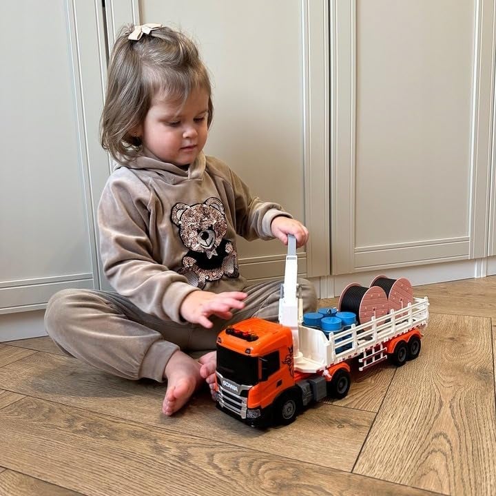 The Toys Home Licensed SCANIA 12-Inch Plastic Crane Truck Toy | Boom Arm Construction Truck with Lights & Sounds, Friction Powered | Large Heavy Duty Toy Truck for Kids Boys Age 3+ - Image 3