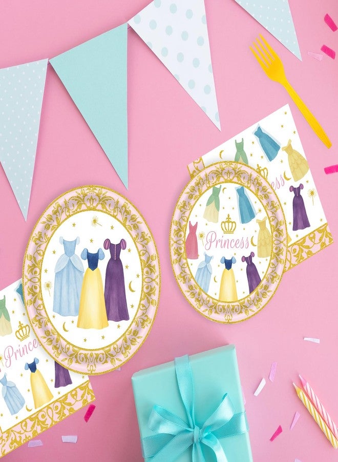 HiEnjoin 72PCS Princess Birthday Party Plates, Princess Dessert Plates with Forks Disposable Party Decorations Supplies for Girls Birthday Baby Shower - Image 5