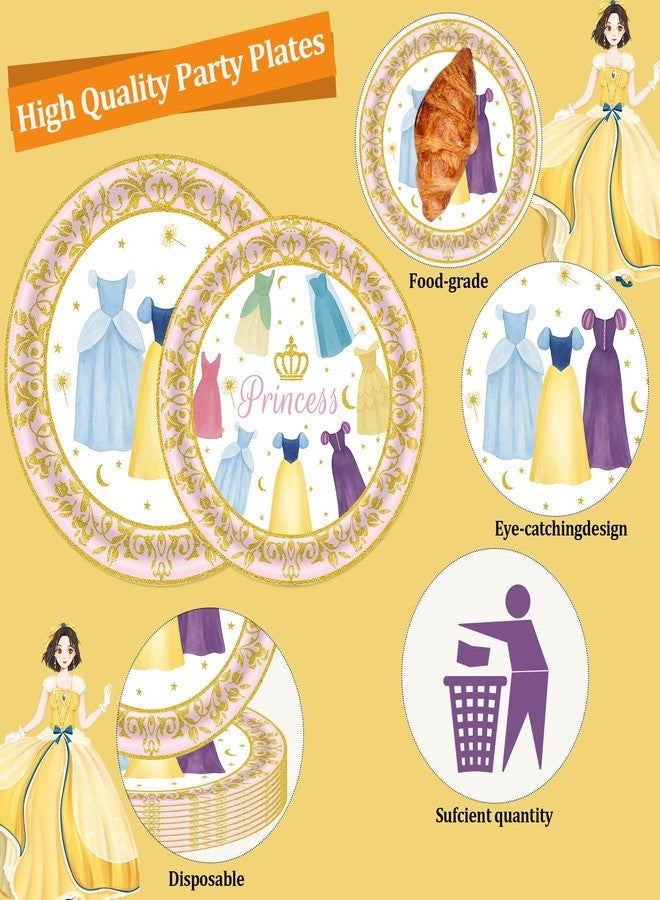 HiEnjoin 72PCS Princess Birthday Party Plates, Princess Dessert Plates with Forks Disposable Party Decorations Supplies for Girls Birthday Baby Shower - Image 3