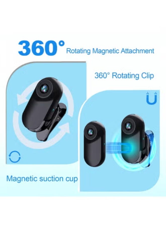 Chabeia 1080P Mini Sport Camera, Mini Action Cam with Built in 64GB Memory Card, Thumb Sized The Compact Cameras for Work, Travel, Cycling and Pets Cat Camera Collar（Contains 64G memory card, data cable, adapter, silicone cover, base, back clip, black） - Image 2