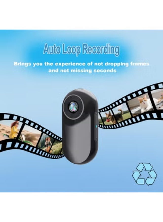 Chabeia 1080P Mini Sport Camera, Mini Action Cam with Built in 64GB Memory Card, Thumb Sized The Compact Cameras for Work, Travel, Cycling and Pets Cat Camera Collar（Contains 64G memory card, data cable, adapter, silicone cover, base, back clip, black） - Image 4