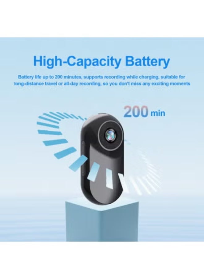 Chabeia 1080P Mini Sport Camera, Mini Action Cam with Built in 64GB Memory Card, Thumb Sized The Compact Cameras for Work, Travel, Cycling and Pets Cat Camera Collar（Contains 64G memory card, data cable, adapter, silicone cover, base, back clip, black） - Image 5