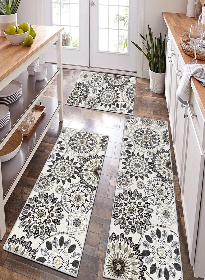 Bsmathom Boho Kitchen Rugs Sets 3 Piece, Farmhouse Non Slip Kitchen Rugs and Mats, Washable Kitchen Mats for Floor Non Skid Kitchen Runner Rug, Kitchen Floor Mat for Laundry Room Entryway Hallway - Image 1