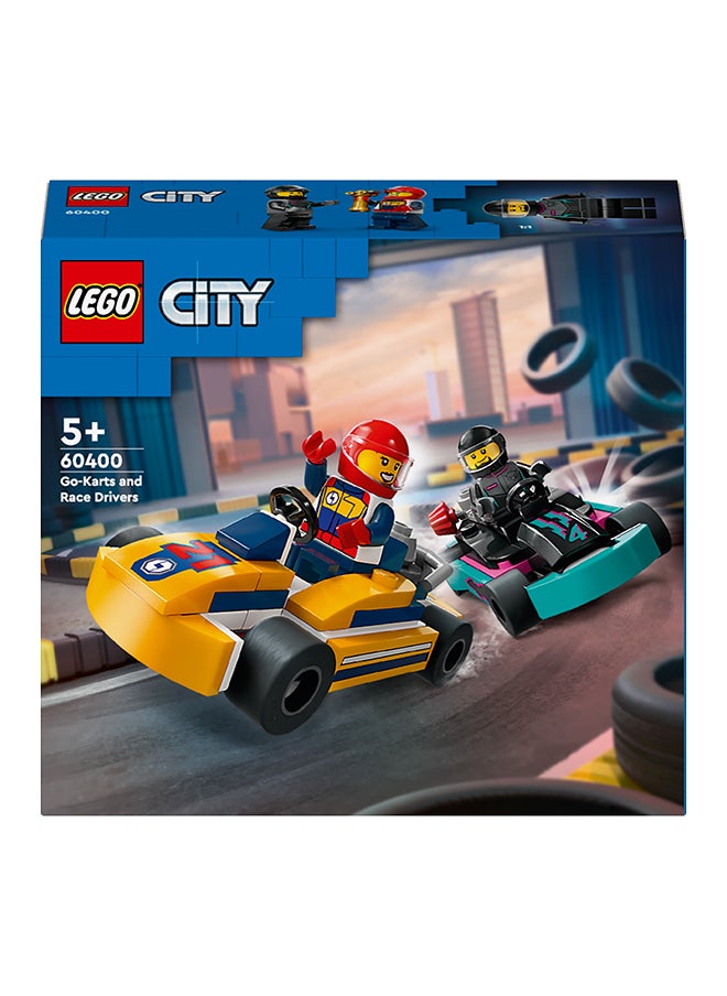 LEGO 60400 مجموعة ألعاب كارتات المدينة وسائقي السباق، 2 شخصية سائق مصغرة، مركبات سباق، هدية ممتعة للأطفال من سن 5 سنوات وما فوق (99 قطعة)  - Image 2