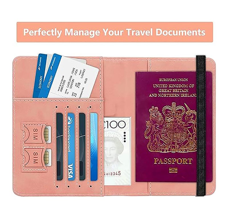 Stealodeal RFID Protecor Peach Passport Holder Travel Wallet Organiser, Passport Case with PU Leather Travel Document Holder for Men & Women Travel Accessories - Image 5