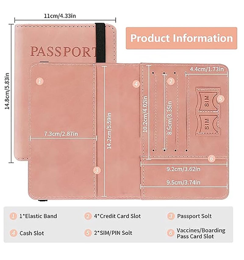 Stealodeal RFID Protecor Peach Passport Holder Travel Wallet Organiser, Passport Case with PU Leather Travel Document Holder for Men & Women Travel Accessories - Image 3