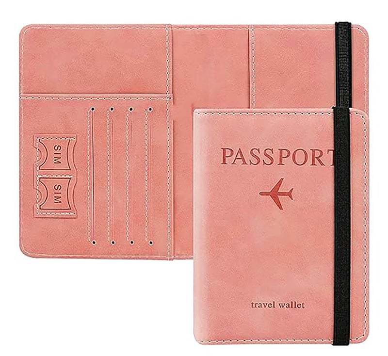 Stealodeal RFID Protecor Peach Passport Holder Travel Wallet Organiser, Passport Case with PU Leather Travel Document Holder for Men & Women Travel Accessories - Image 1