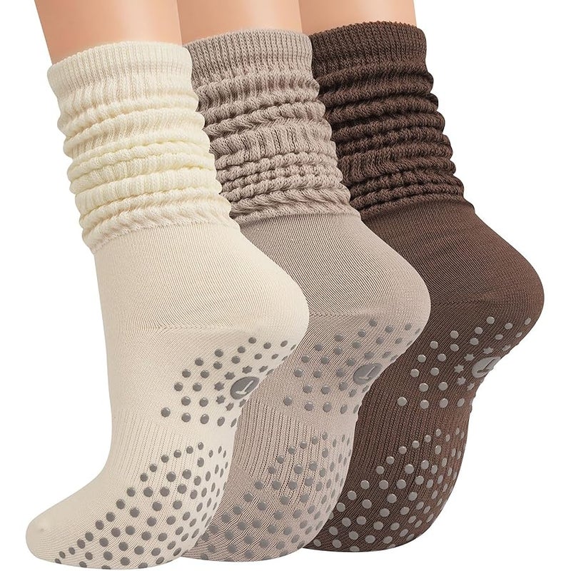 Azonee Grip Pilates Socks for Women, Non-Slip Yoga Slouch Socks for Barre, Comfortable Slipper Socks for Hospital, Workout, Ideal for Exercise, Fitness, and Relaxation - Image 1