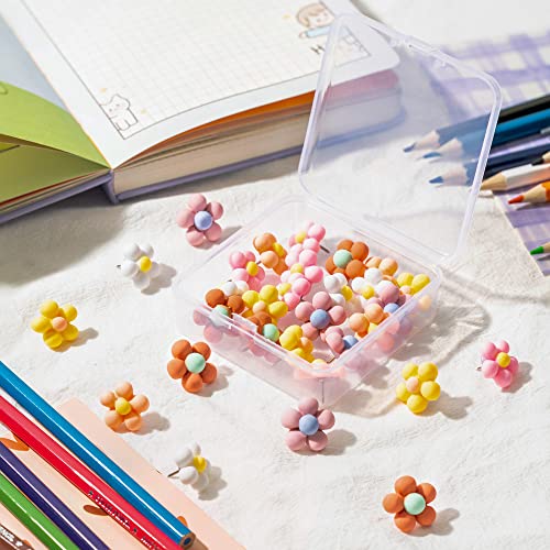 BkeeCten Daisy Flower Push Pins - 30PCS Boho Daisy Flowers Push Pins Colorful Floret Map Thumb Tacks Plastic Head Steel Point Decorative Cork Board Bulletin Board Photo Wall Home Office Craft Projects - Image 5