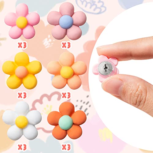 BkeeCten Daisy Flower Push Pins - 30PCS Boho Daisy Flowers Push Pins Colorful Floret Map Thumb Tacks Plastic Head Steel Point Decorative Cork Board Bulletin Board Photo Wall Home Office Craft Projects - Image 3