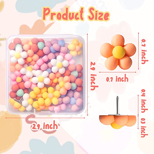 BkeeCten Daisy Flower Push Pins - 30PCS Boho Daisy Flowers Push Pins Colorful Floret Map Thumb Tacks Plastic Head Steel Point Decorative Cork Board Bulletin Board Photo Wall Home Office Craft Projects - Image 2