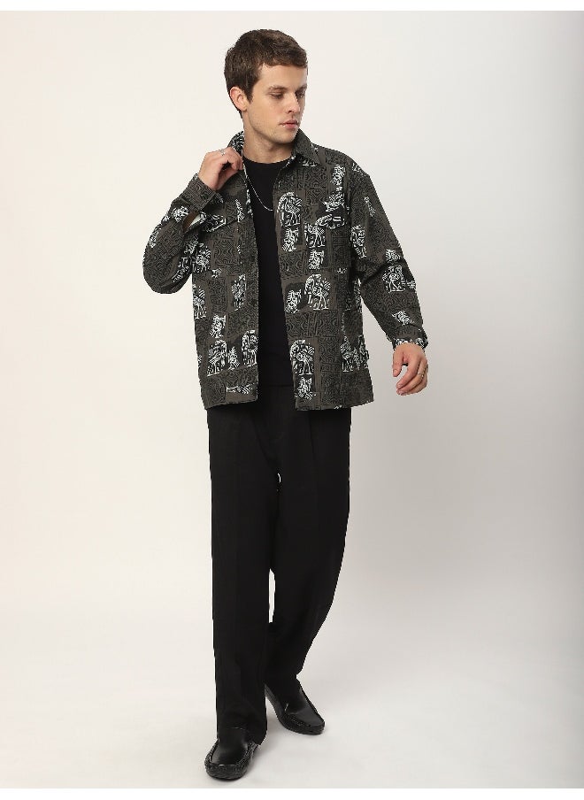 Beyoung Peanut Brown Tribal Print Shacket  - Image 4