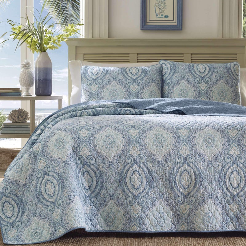 Tommy Bahama - King Quilt Set, Reversible Cotton Bedding with Matching Shams, Coastal Bedspread, Super Soft Bedding Set (Turtle Cove Caribbean Blue, King) - Image 5