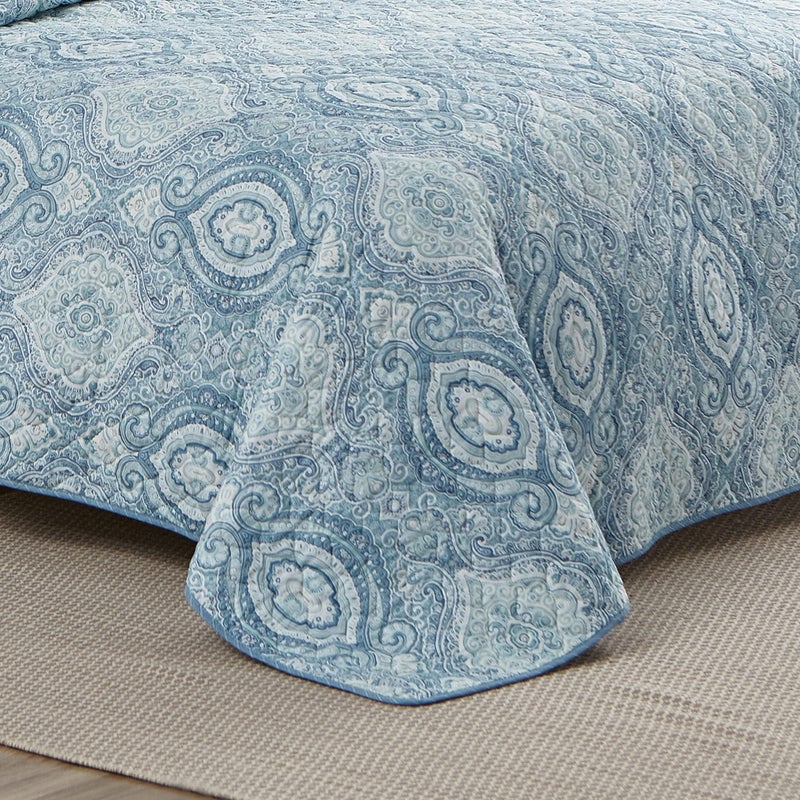 Tommy Bahama - King Quilt Set, Reversible Cotton Bedding with Matching Shams, Coastal Bedspread, Super Soft Bedding Set (Turtle Cove Caribbean Blue, King) - Image 3