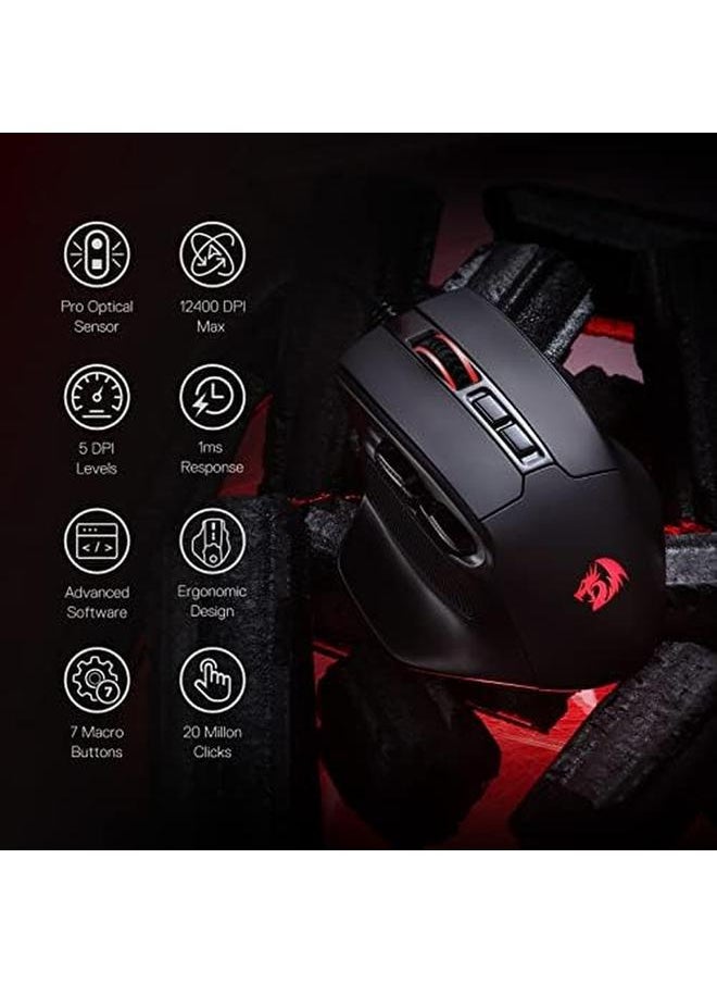 REDRAGON - M806 Bullseye Gaming Mouse 7 Programmable Buttons Wired Rgb Gamer Mouse W Ergonomic Natural Grip Build Software Supports Diy Keybinds And Backlit - Image 1