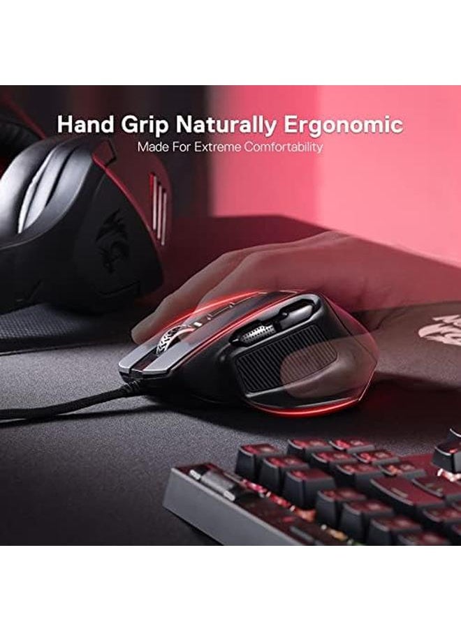 REDRAGON - M806 Bullseye Gaming Mouse 7 Programmable Buttons Wired Rgb Gamer Mouse W Ergonomic Natural Grip Build Software Supports Diy Keybinds And Backlit - Image 1