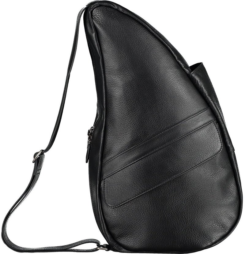 AmeriBag 19" Full-Grain Leather Healthy Back Bag Ergonomic Crossbody Sling for Everyday Use, Travel & Walking Comfort (Black) - Image 2