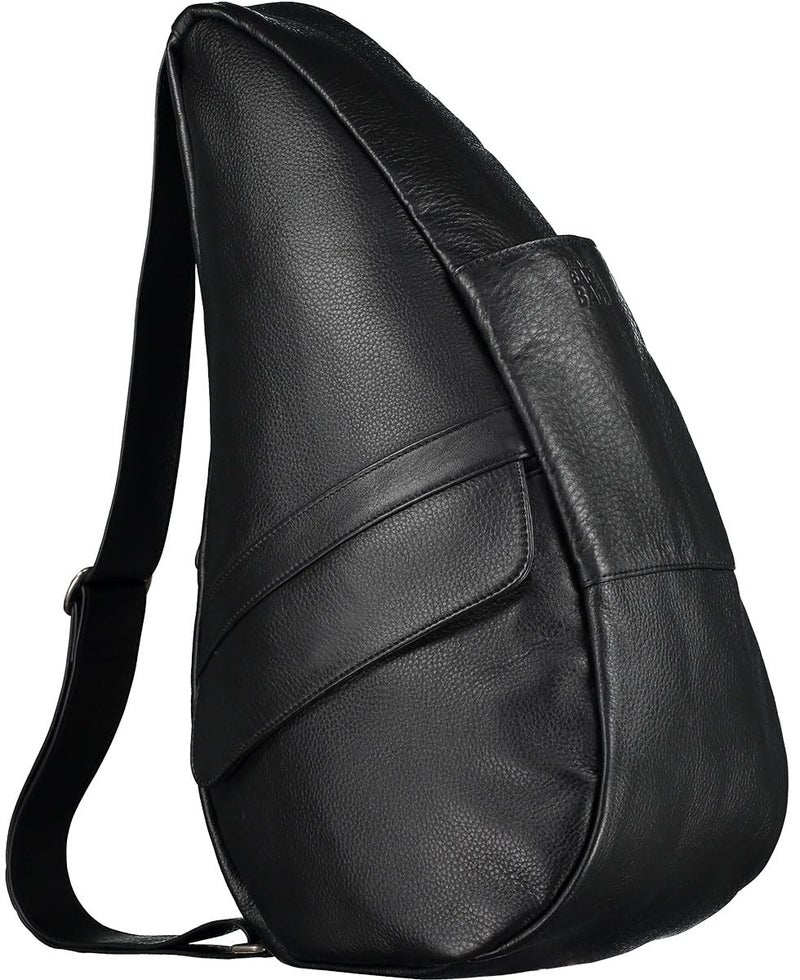 AmeriBag 19" Full-Grain Leather Healthy Back Bag Ergonomic Crossbody Sling for Everyday Use, Travel & Walking Comfort (Black) - Image 1