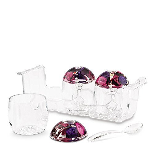 Freelance Eden Acrylic Kitchen & Dining, Condiment Jam Jar Set Dispenser Box Holder Keeper Case Dish with Lid & Spoon - Image 3