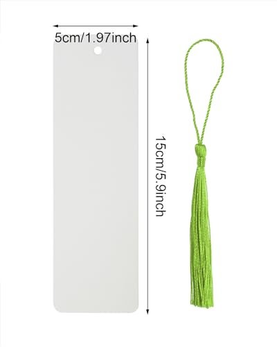 PPhtony Kraft Paper Book Page Marks 25Pcs Unfinished Blank Craft Cardstock Page Marker with 25Pcs Colorful Silky Tassel for Christmas Gift Stocking Stuffer Present Tags and DIY Projects (White) - Image 2