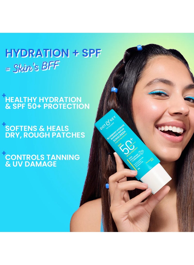 Dot & Key Blueberry Hydrate Barrier Repair Sunscreen Spf 50+,Pa++++|For Dry&Sensitive Skin|Non - Greasy Finish|No White Cast|Uv&Blue Light Protection|Broad Spectrum|For Women&Men|80G - Image 4