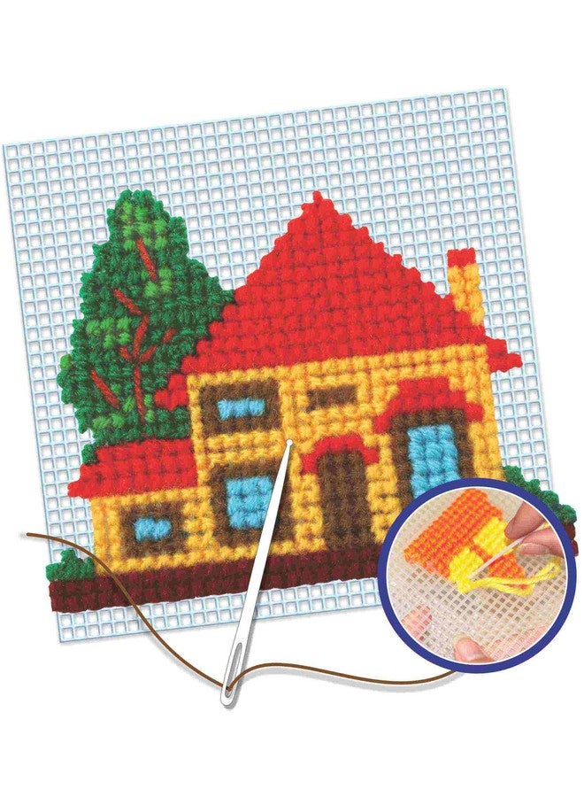 Creative's Cross Stitch Pack of 4 | Cross Stitch House, Dog, Fish & Engine Craft Kits | Craft Activity Kits for Children | Art & Craft for Kids| Embroidery Kits |Colorful Theme Patterns | Ages 6 & Up - Image 2