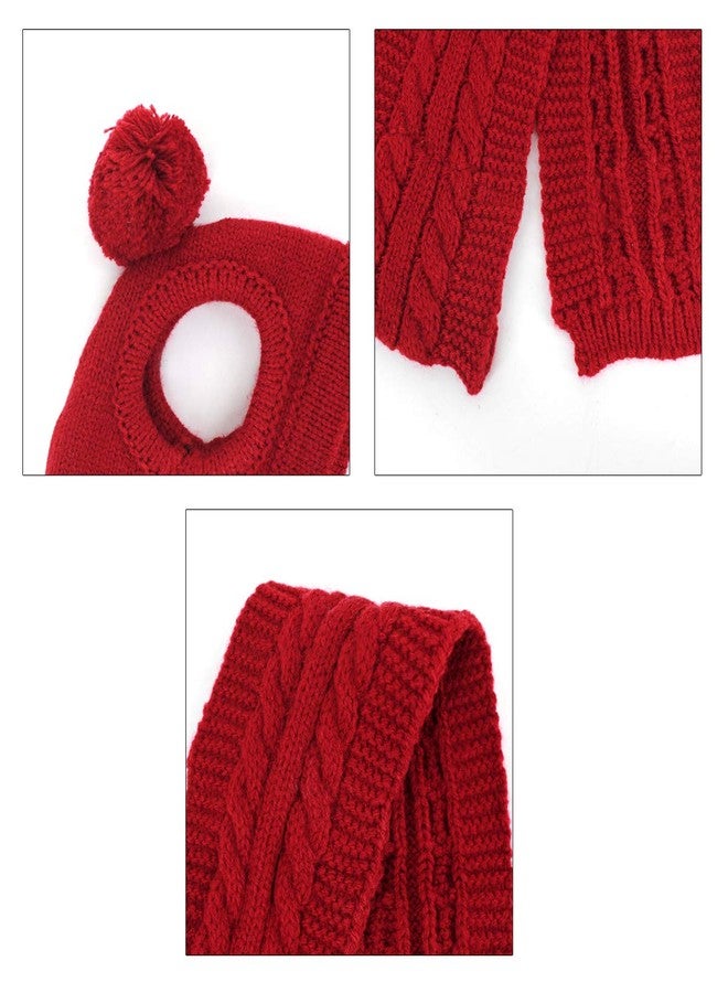 Lobagve Van Caro Knitted Doggie Scarf and Hat Set Puppy Dogs Cats Fall Winter Outfits (Red) - Image 4