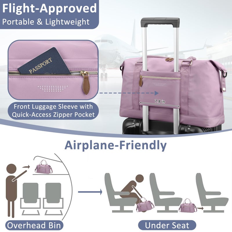 ELONGRIVER Travel Duffle Bag for Women, Weekender Bags, Hospital Bag for Labor Delivery, Lightweight Tote Duffel Overnight Bag with Luggage Sleeve,Airplane Travel Bags (Purple, Large) - Image 5