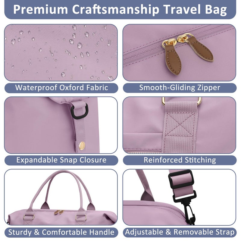 ELONGRIVER Travel Duffle Bag for Women, Weekender Bags, Hospital Bag for Labor Delivery, Lightweight Tote Duffel Overnight Bag with Luggage Sleeve,Airplane Travel Bags (Purple, Large) - Image 4
