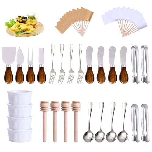 GUZE-US Charcuterie Boards Accessories(29 PCS) Cheese Spreaders for Charcuterie Board Mini Serving Spoon Fork Tongs Blank Toothpick Flags Bowl - Image 1